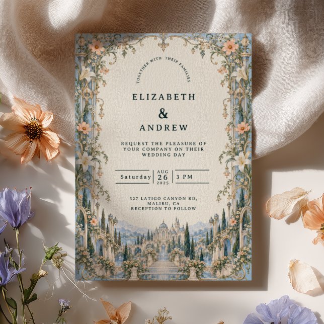 Convite Casamento Azul do Jardim do Palácio (Criador carregado)