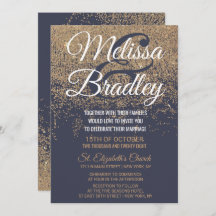 Casamento Azul do Marinho Glitter Sparkles Dourado