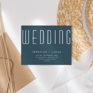 Convite Casamento Azul E Branco Com Script Moderno Minimal