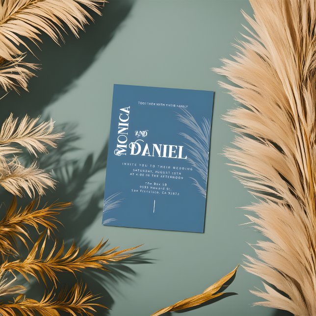 Convite Casamento Azul e Branco do Luxury Boho (Criador carregado)