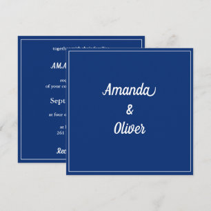 Convite Casamento azul e branco Marinho minimalista