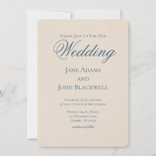 Convite Casamento Azul Elegante Serif Dusty