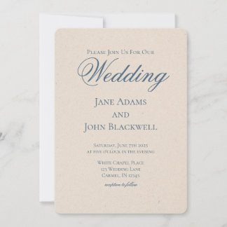 Convite Casamento Azul Elegante Serif Dusty