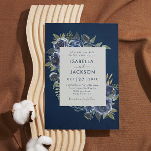 Convite Casamento Azul Empoeirado Champanhe Marfim 