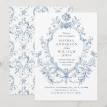 Casamento Azul Empoeirado Floral Gracioso Ornament