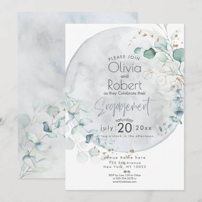 Convite Casamento | Azul Empoeirado Louca de Amor (Frente/Verso)