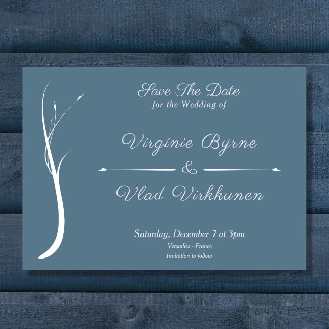 Convite Casamento Azul Empoeirado Salve A Data (Dusty Blue Wedding Save The Date Invitation)