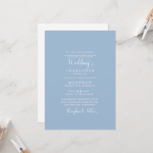 Convite Casamento Azul Empoeirado Simples Elegante