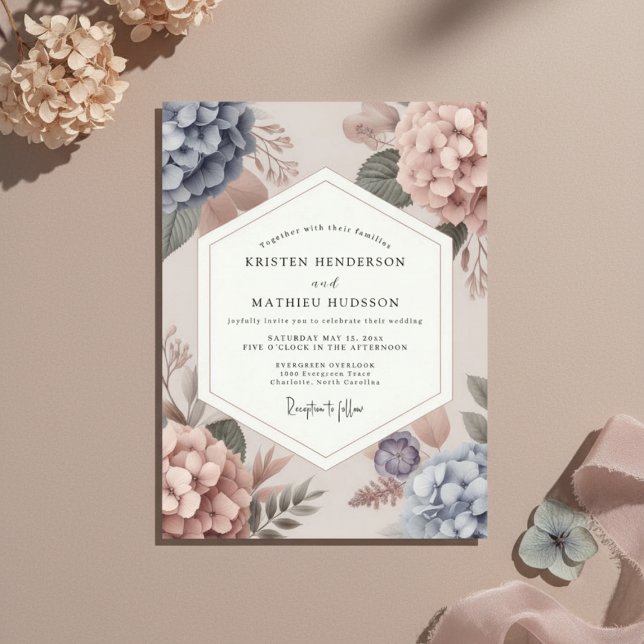 Convite Casamento Azul Floral Caprichoso (Criador carregado)