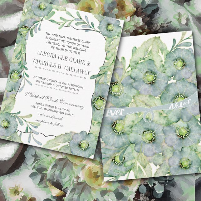 Convite Casamento Azul Floral e Verde (Criador carregado)