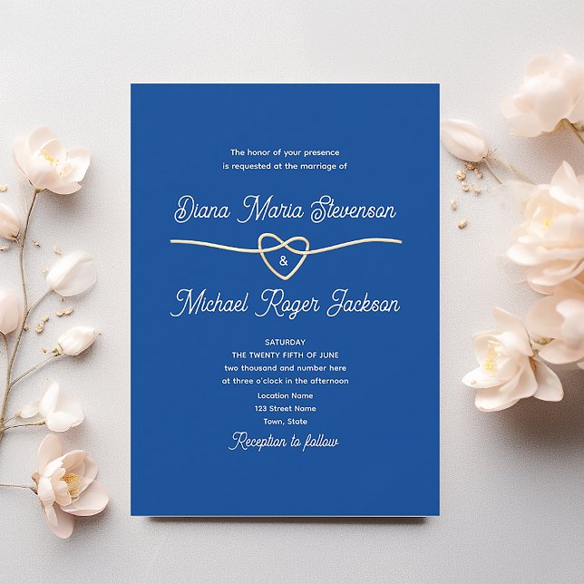 Convite Casamento Azul Formal Clássico (Criador carregado)