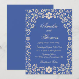 Convite Casamento Azul Francês
