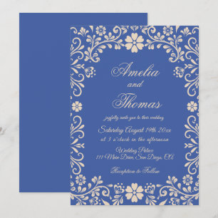Convite Casamento Azul Francês