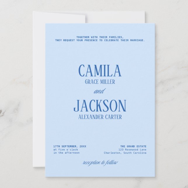 Convite Casamento Azul Frio  (Frente)