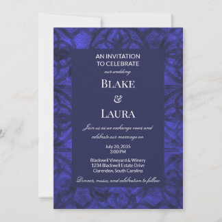 Convite Casamento Azul Índigo Muted Customizado