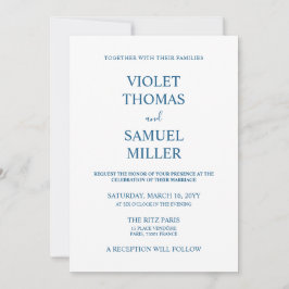 Convite Casamento Azul Luxo Minimalista