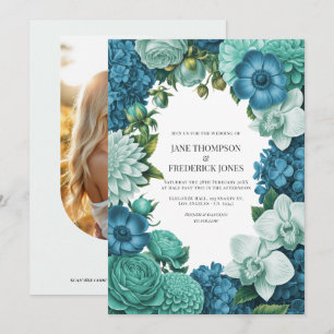 Convite Casamento Azul Maré, Deriva de Espuma do Mar e Nuv