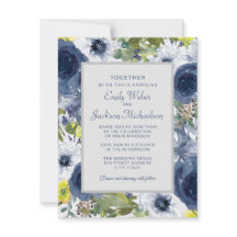 Casamento Azul Marinho Amarelo Branco Floral e Cin
