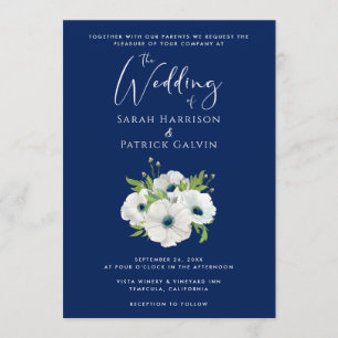 Convite Casamento Azul-Marinho Azul-Amarelo-Aquarela