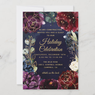 Convite Casamento Azul Marinho Borgonha Dourado