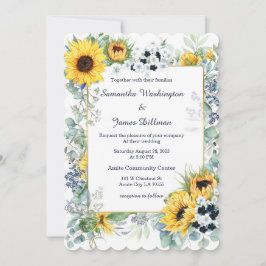 Convite Casamento Azul Marinho e Girassol 