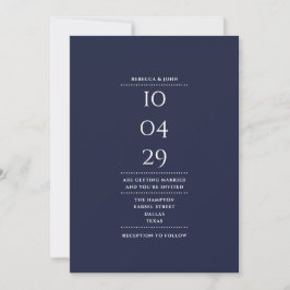 Convite Casamento Azul-Marinho Minimalista Moderno