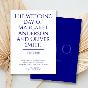 Convite Casamento Azul-Marinho Minimalista Moderno 