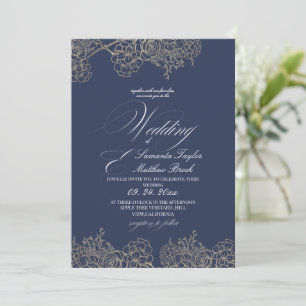 Convite Casamento Azul Marinho Moderno e Elegante