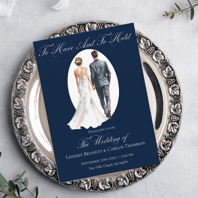 Convite Casamento Azul Marinho Para Ter e para Segurar (Criador carregado)