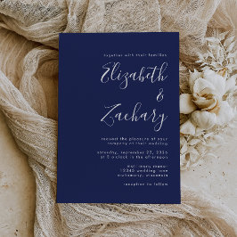 Convite Casamento Azul Marinho Roteiro Moderno