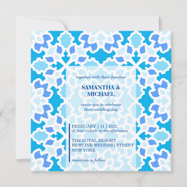 Convite Casamento Azul-Marinho Sem Costuras (Frente)
