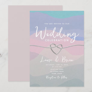 Convite Casamento Azul Minimalista Aquarela Moderna