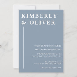 Convite Casamento Azul Mínimo e Moderno Simples