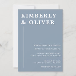 Convite Casamento Azul Mínimo e Moderno Simples