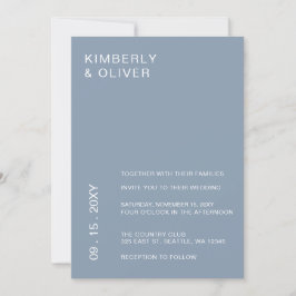 Convite Casamento Azul Mínimo e Moderno Simples