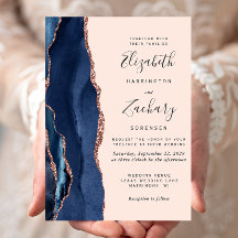 Casamento Azul Moderno Ágata Rosa Dourado Rubor