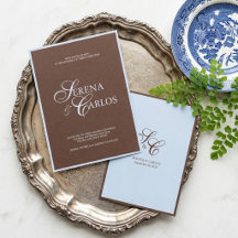 Casamento Azul Moderno em Pó Marrom Chocolate