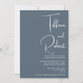 Convite Casamento Azul Moderno Minimalista