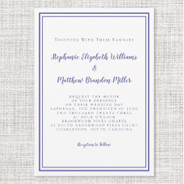 Convite Casamento Azul Moderno Minimalista Simples