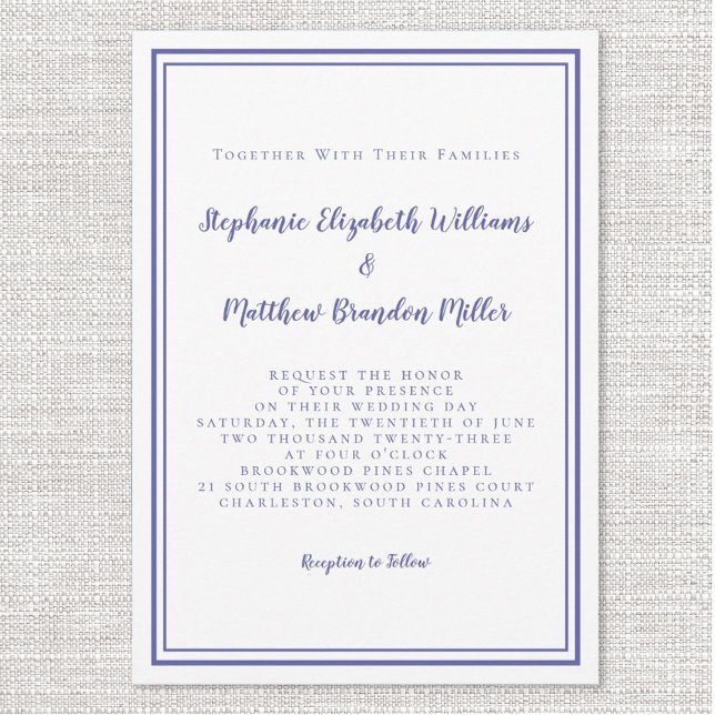 Convite Casamento Azul Moderno Minimalista Simples (Criador carregado)