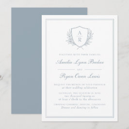 Convite Casamento Azul Monogramado