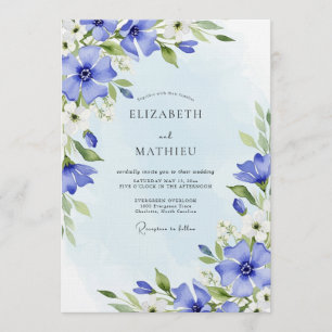 Convite Casamento Azul Pintura Floral Capricho