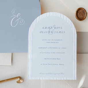 Convite Casamento Azul Poeirento Boho Minimalista