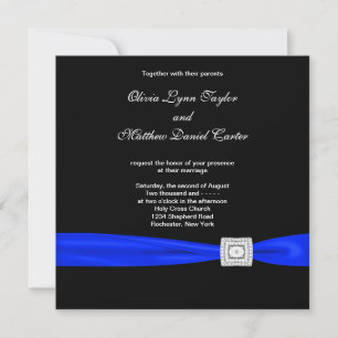 Convite Casamento Azul Preto Azul Real