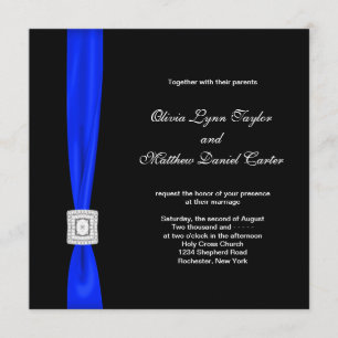 Convite Casamento Azul Real e Preto