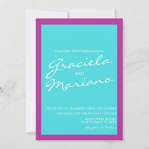 Convite Casamento Azul Roxo Brilhante Ousado