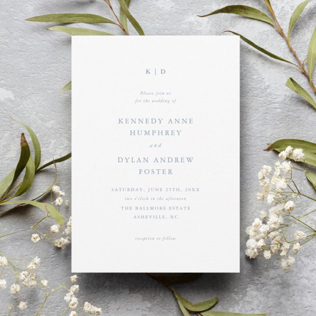 Convite Casamento Azul Simples e Elegante (Criador carregado)