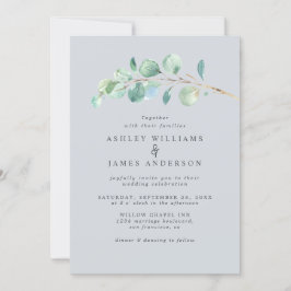 Convite Casamento Azul Simples Verde
