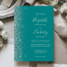 Casamento Azul Teal Prata Moderno com Brilho na Bo