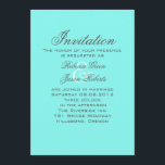 Convite casamento azul-turquesa-azul-do-ovo de robin<br><div class="desc">os convites de casamento azuis da turquesa azul de ovo do robin aqua. Trendy Turquoise favorece uma festa de recepção de casamento azul-chic. Casamento azul de Aqua salve a data e os favores do casamento azul.</div>